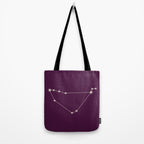 Capricorn Zodiac Star Constellation Line Art Plum Purple Tote Bag Gallery Image 2