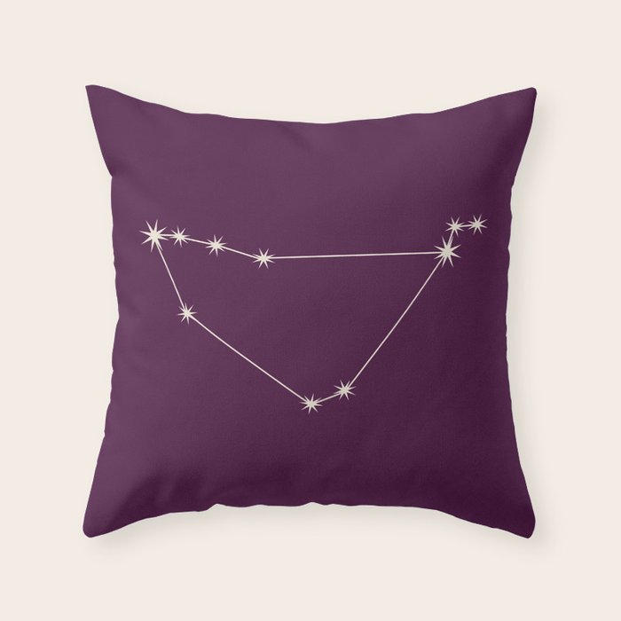 Capricorn Zodiac Star Constellation Line Art Plum Purple Throw Pillow Gallery Image 6