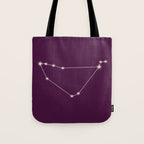 Capricorn Zodiac Star Constellation Line Art Plum Purple Tote Bag Gallery Image 1