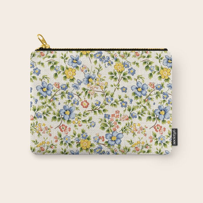 Cute Summer Floral Hand Painted Carry All Pouch Gallery Image 1