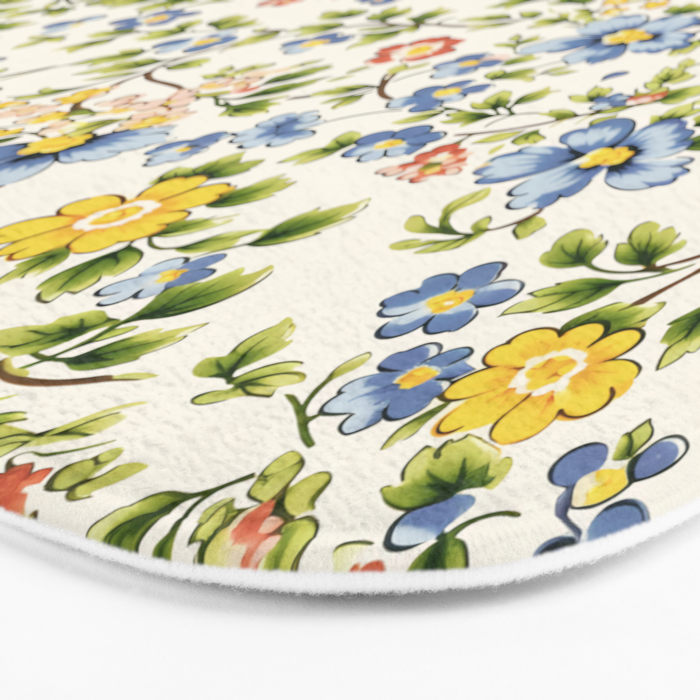 Cute Summer Floral Hand Painted Bath Mat Gallery Image 3