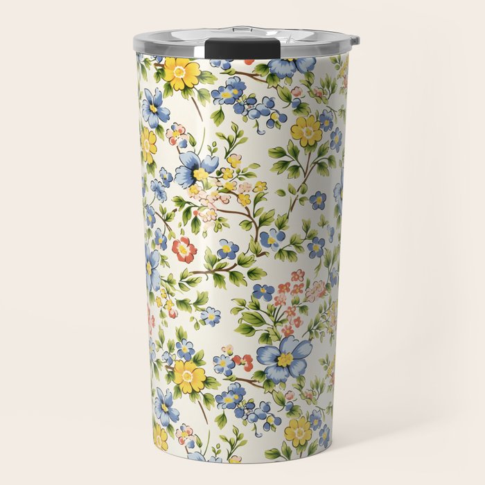 Cute Summer Floral Hand Painted Travel Mug Gallery Image 1