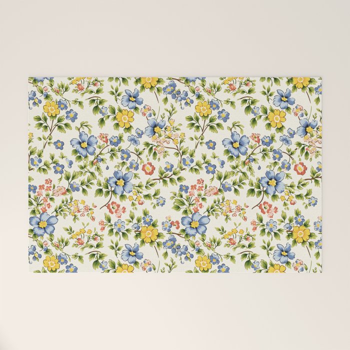 Cute Summer Floral Hand Painted Welcome Mat Gallery Image 1