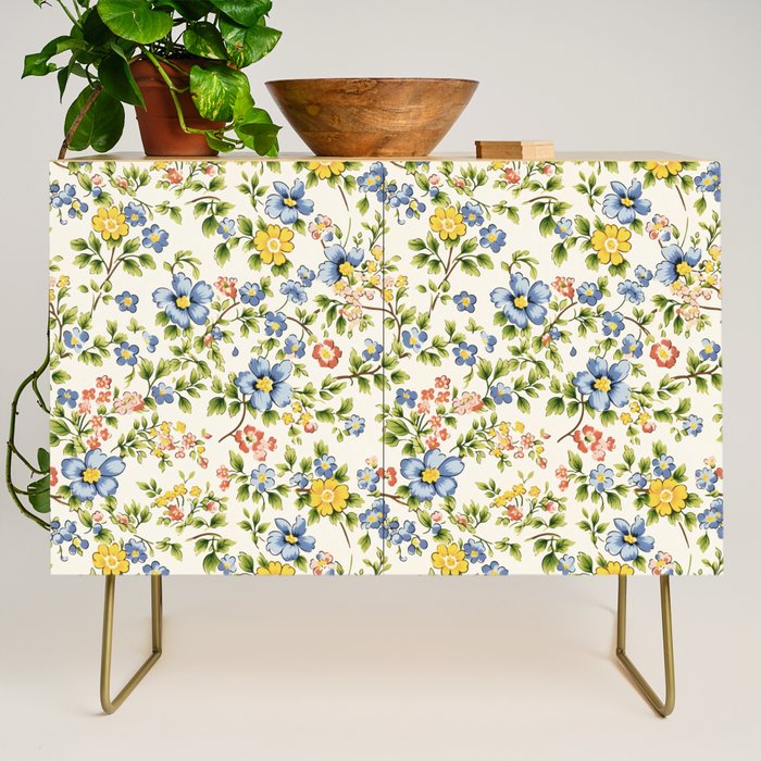 Cute Summer Floral Hand Painted Credenza Gallery Image 1