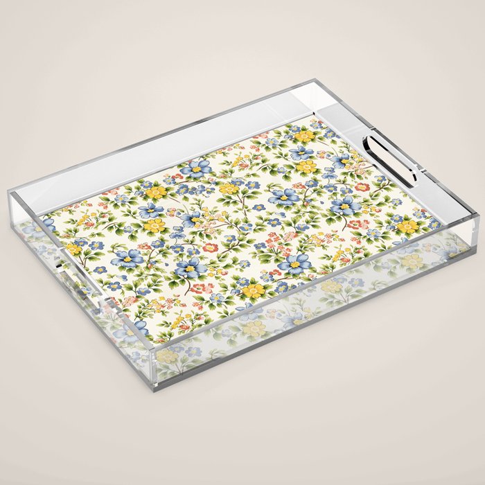 Cute Summer Floral Hand Painted Acrylic Tray Gallery Image 1