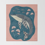 Whale in Bloom Throw Blanket Gallery Image 2
