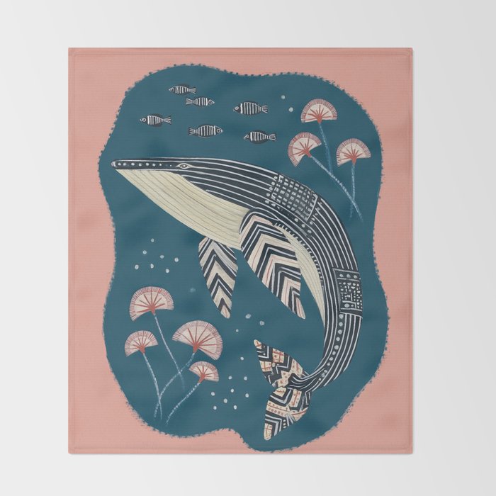 Whale in Bloom Throw Blanket Gallery Image 2