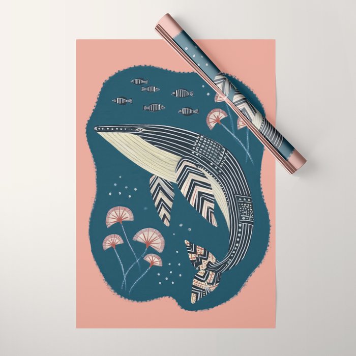Whale in Bloom Wrapping Paper Gallery Image 1