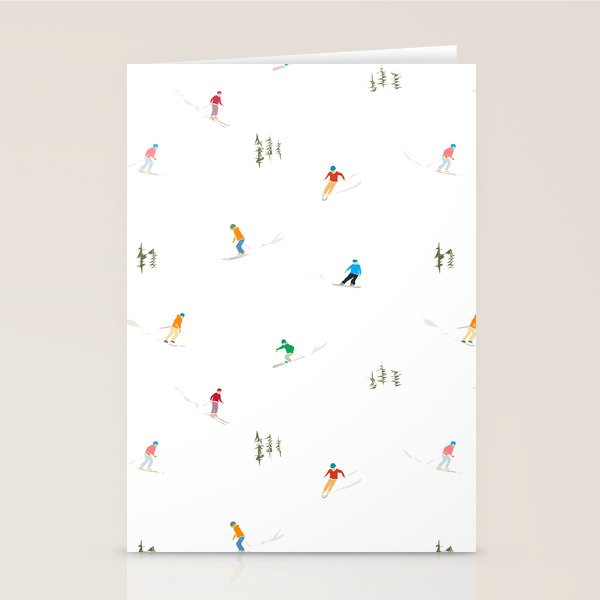 Mountain Skiers Pattern Stationery Card Gallery Image 2