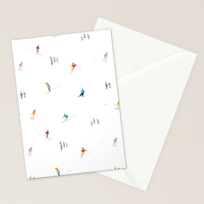 Mountain Skiers Pattern Stationery Card Gallery Image 2