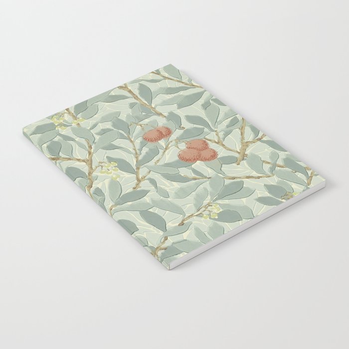 William Morris Arbutus Major Blue Cream Red Pattern Notebook Gallery Image 2