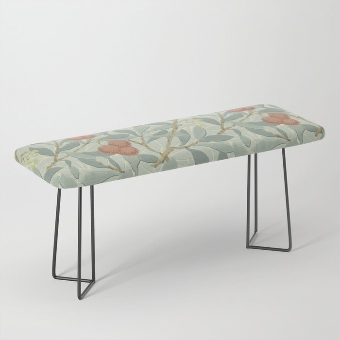 William Morris Arbutus Major Blue Cream Red Pattern Bench Gallery Image 1