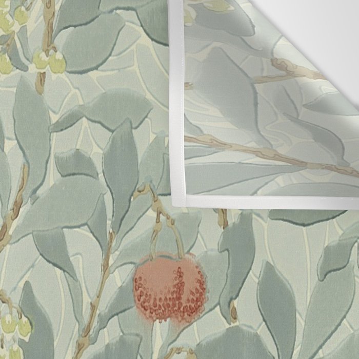 William Morris Arbutus Major Blue Cream Red Pattern Wall Tapestry Gallery Image 3