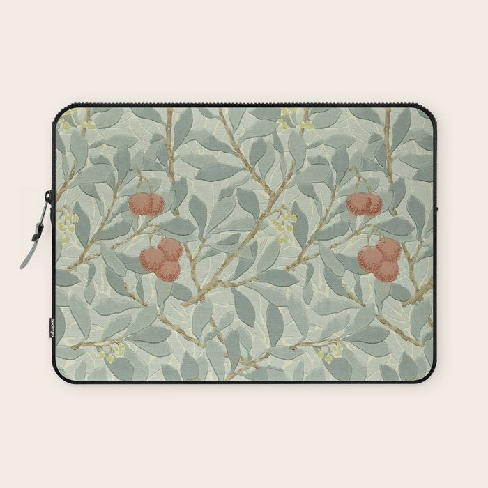 William Morris Arbutus Major Blue Cream Red Pattern Laptop Sleeve Gallery Image 1