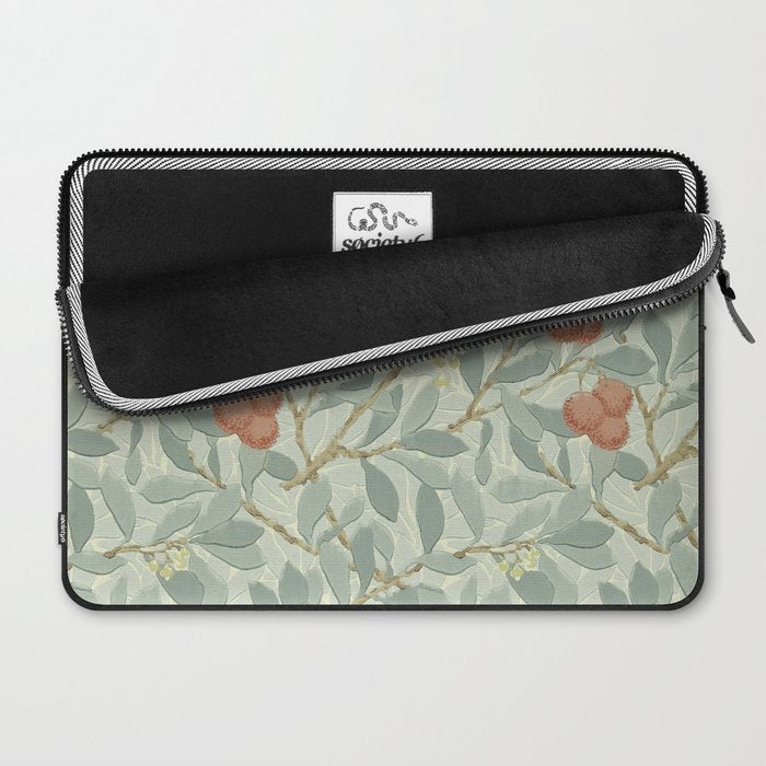 William Morris Arbutus Major Blue Cream Red Pattern Laptop Sleeve Gallery Image 2