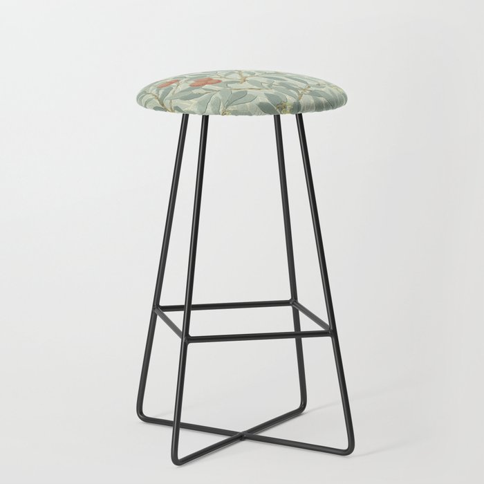 William Morris Arbutus Major Blue Cream Red Pattern Stool Gallery Image 1