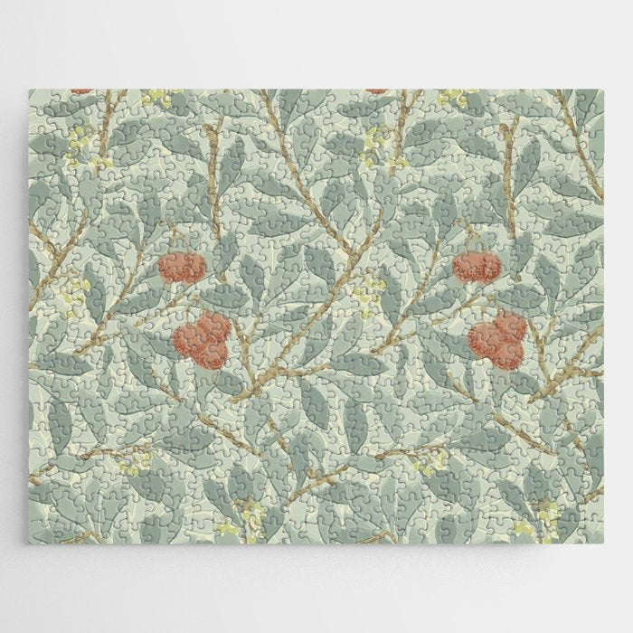 William Morris Arbutus Major Blue Cream Red Pattern Jigsaw Puzzle Gallery Image 1