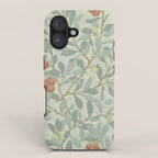 William Morris Arbutus Major Blue Cream Red Pattern iPhone Case Gallery Image 1