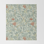William Morris Arbutus Major Blue Cream Red Pattern Throw Blanket Gallery Image 2