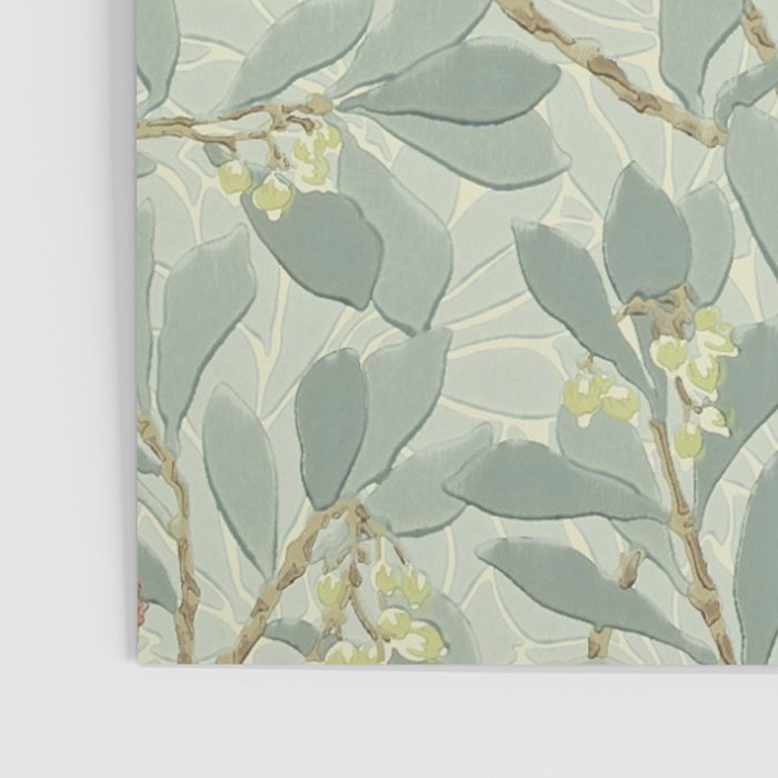 William Morris Arbutus Major Blue Cream Red Pattern Poster Gallery Image 3