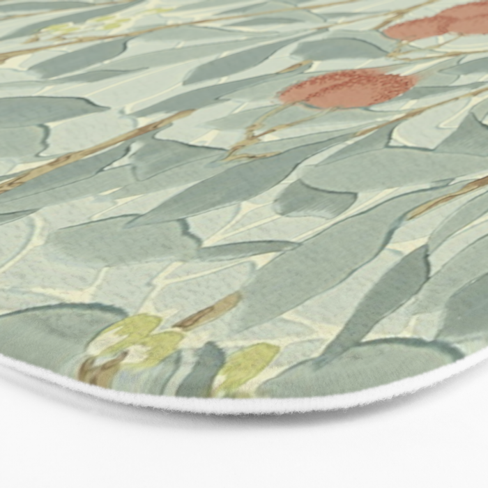 William Morris Arbutus Major Blue Cream Red Pattern Bath Mat Gallery Image 3