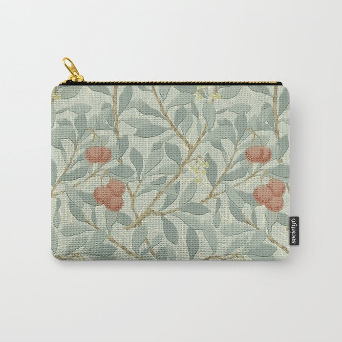 William Morris Arbutus Major Blue Cream Red Pattern Carry All Pouch Gallery Image 1