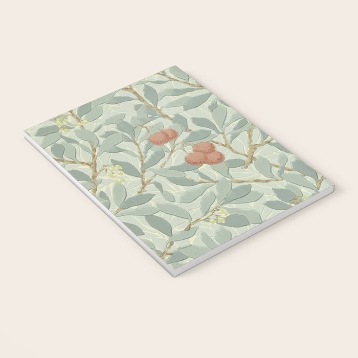 William Morris Arbutus Major Blue Cream Red Pattern Notebook Gallery Image 3