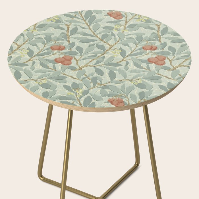 William Morris Arbutus Major Blue Cream Red Pattern Side Table Gallery Image 2