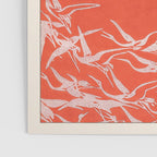 Japanese Cranes on Red Kimono Seiko Ueno Japandi Minimalist Asian Woodblock Inspired Design Poster Gallery Image 3