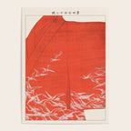 Japanese Cranes on Red Kimono Seiko Ueno Japandi Minimalist Asian Woodblock Inspired Design Poster Gallery Image 4