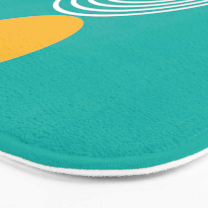 Geometric Lines in Blue Teal Yellow (Sun and Rainbow abstraction) Bath Mat Gallery Image 3