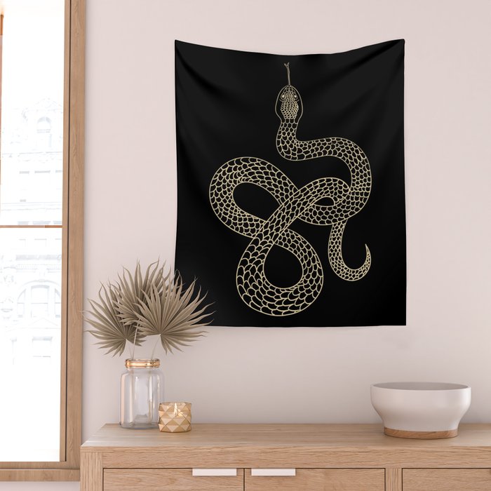 Vintage line snake Wall Tapestry Gallery Image 2