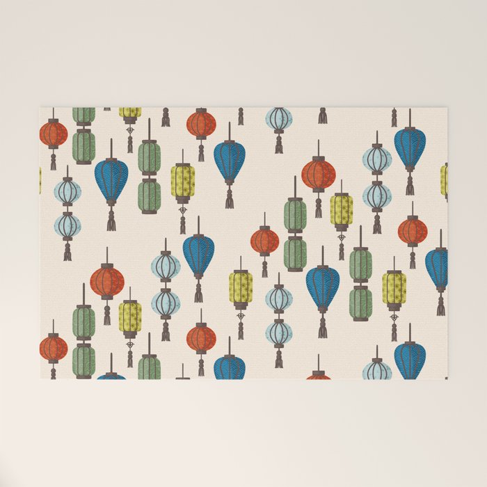 Colorful Lantern Pattern Welcome Mat Gallery Image 1