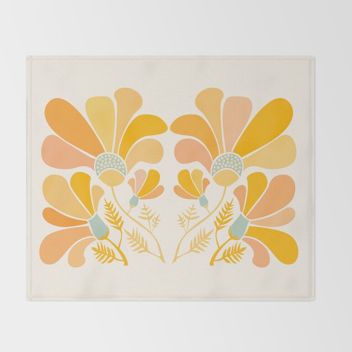 Summer Wildflowers in Golden Yellow Throw Blanket Gallery Image 2