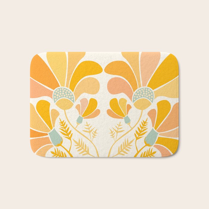 Summer Wildflowers in Golden Yellow Bath Mat Gallery Image 1