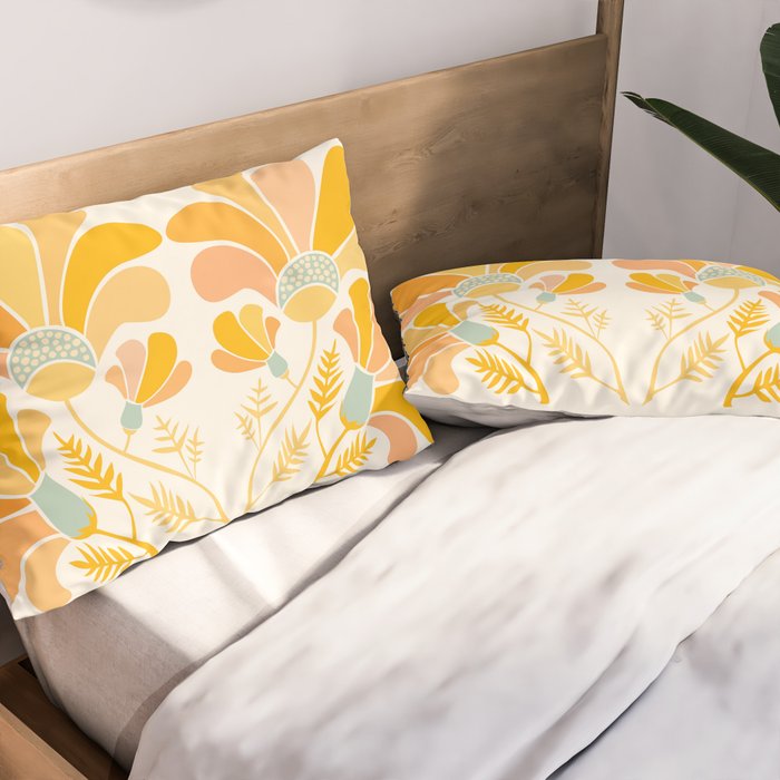 Summer Wildflowers in Golden Yellow Pillow Sham Gallery Image 2