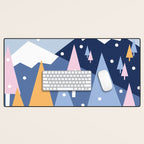 Snowy mountains and trees Desk Mat Gallery Image 1