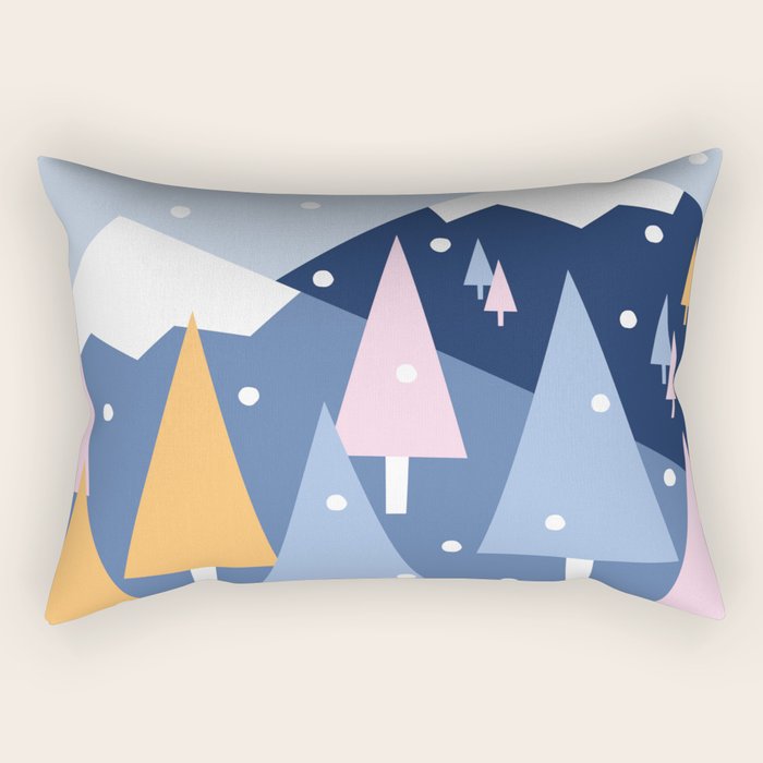 Snowy mountains and trees Rectangular Pillow Gallery Image 1