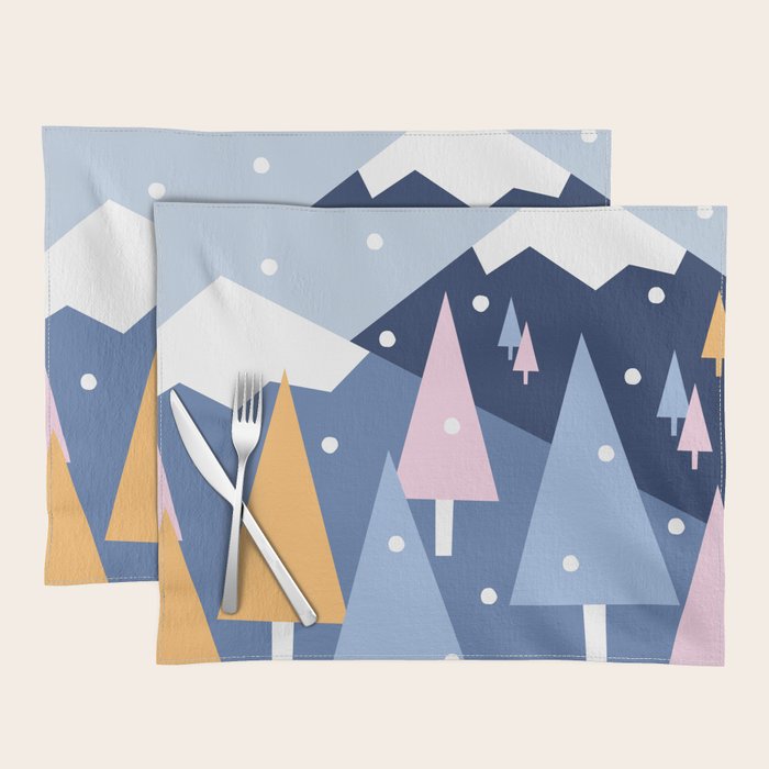 Snowy mountains and trees Placemat Gallery Image 1