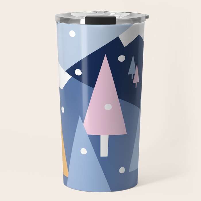 Snowy mountains and trees Travel Mug Gallery Image 1