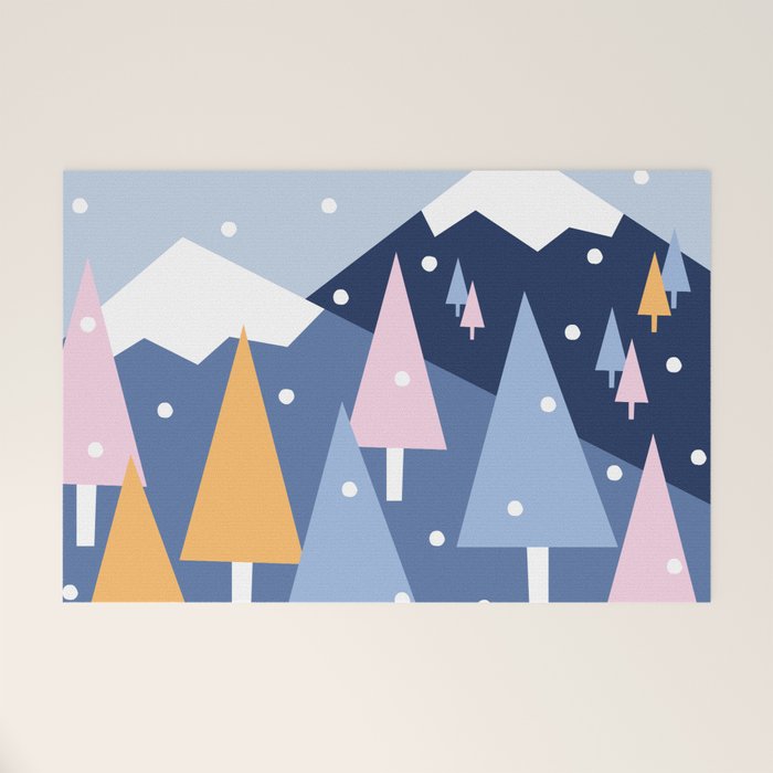 Snowy mountains and trees Welcome Mat Gallery Image 1