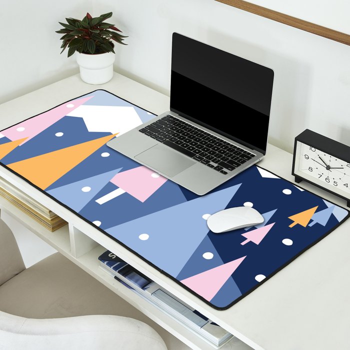 Snowy mountains and trees Desk Mat Gallery Image 2