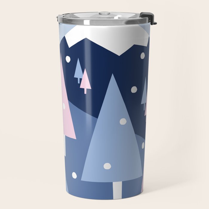 Snowy mountains and trees Travel Mug Gallery Image 2