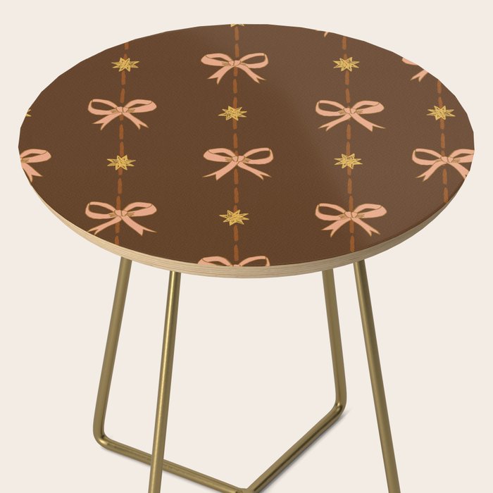 Cute Hair Bows and Stars in Brown and Peach Side Table Gallery Image 2