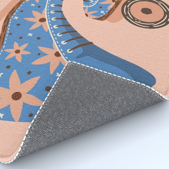 Retro Roller Skates - Blue & Peach Palette Rug Gallery Image 4