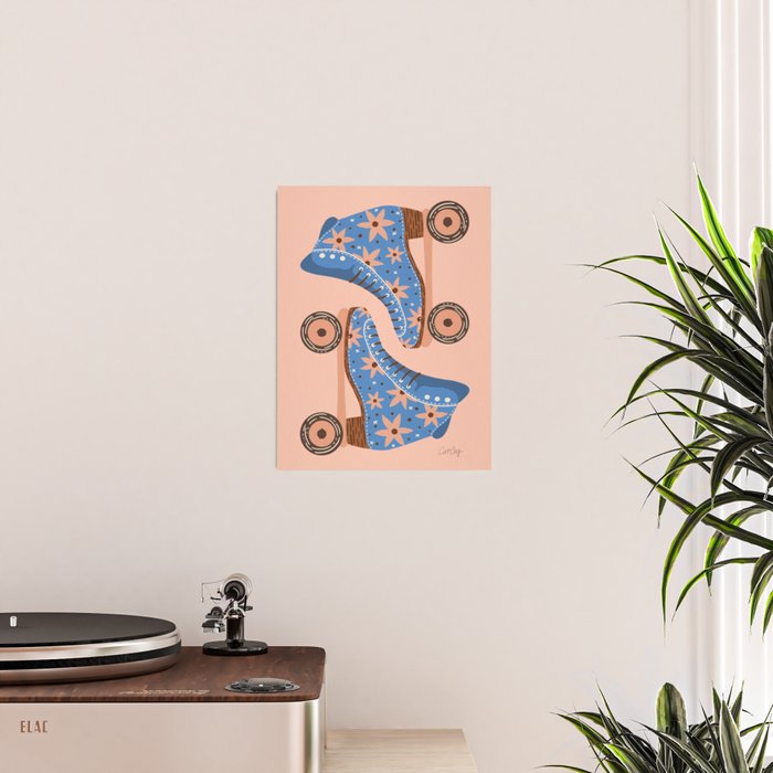 Retro Roller Skates - Blue & Peach Palette Poster Gallery Image 2