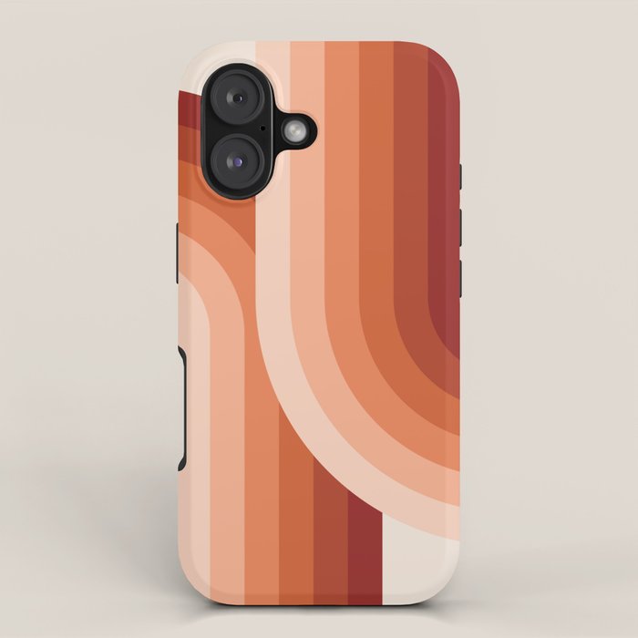 Mid Century Modern Geometric 89 in Terracotta Shades (Rainbow Abstract) iPhone Case Gallery Image 1