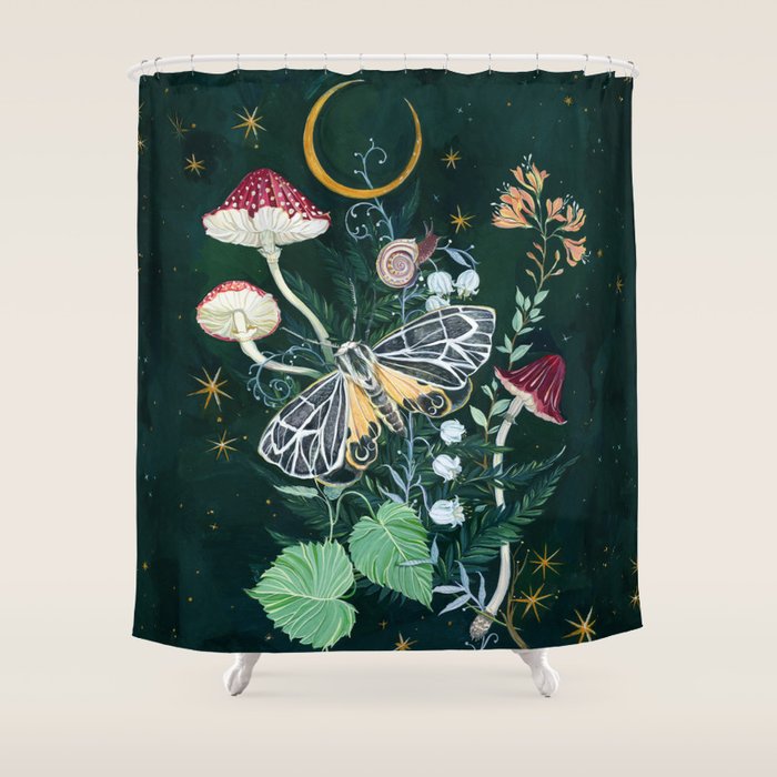 Mushroom night moth Shower Curtain Gallery Image 1