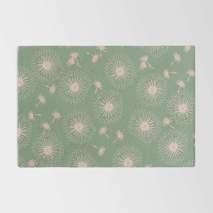 Make A Wish Dandelion Pattern in Sage Green & Peach Rug Gallery Image 2