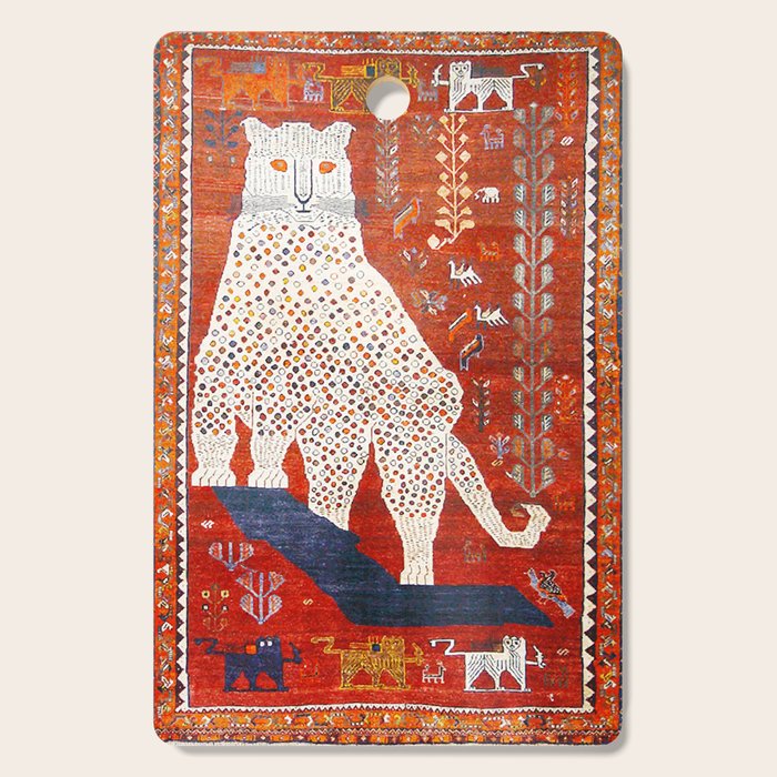 Q'ashqai Snow Leopard Persian Animal Rug Print Cutting Board Gallery Image 1